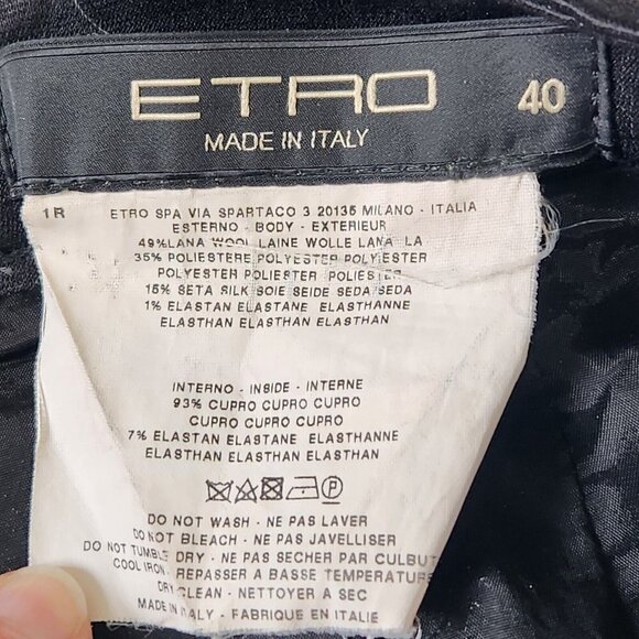 ETRO Pencil Skirt Womens Italian Size 40 Black Wool Silk Blend US Size 4 Classic - Picture 3 of 9